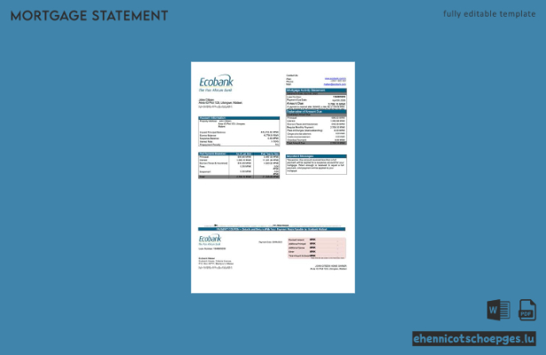 Ecobank Malawi: Beispiel eines Hypothekenauszugs (Word- und PDF-Datei)